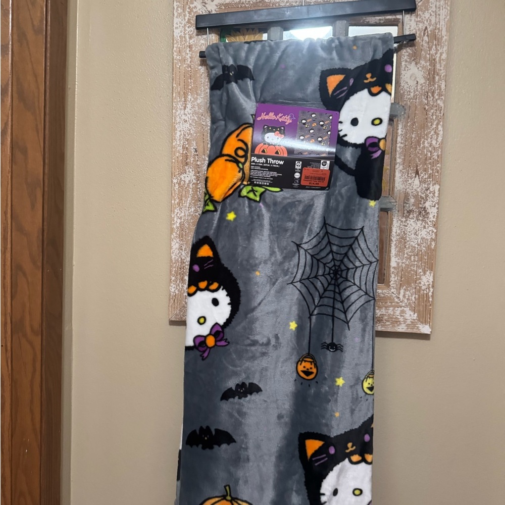Hello Kitty Halloween Black Cat Plush Throw Blanket
